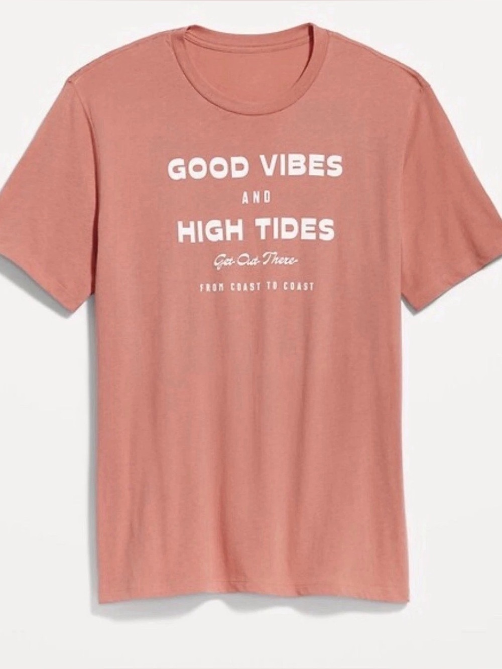 Old Navy T-Shirt XL Good Vibes High Tides Soft-Washed Crew Neck Graphic Pink